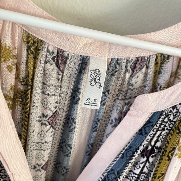 Free People Portobello Road Mini Dress Womens XS Blue Boho Chic Casual Feminine - Picture 7 of 9